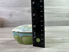Unbranded Oval Porcelain Glass Trinket Dish Greens Blues 4″