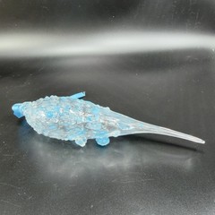 Hand Blown Studio Art Glass Ornament Hanging Decor Textured Blue Fritz Glass VTG