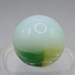 0.62″ Vintage Akro Agate Green Yellow Popeye Patch Marble- #Q141