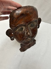 Vintage Hand Hammered Copper Face Mask Wall Art Jamaica 1967 Folk Art