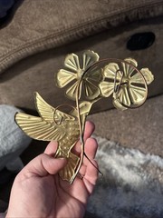 3 Piece Home Interiors Wall Decor Gold Colored Metal Birds With Flowers