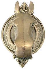 Rare Y2K Vtg Antique Brass Horse Head Rod Rack Equine Equestrian Animal Metal
