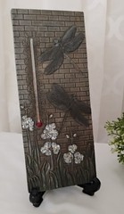Art Nouveau Dragonfly Floral PAST TIMES Thermometer Vintage Wall Hanging Plaque
