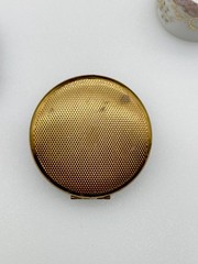 Limoges France black enamel and gold compact, plate and unknown mfr stamp holder