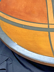 Vintage Colombian Wooden Bowl Hand-Painted Geometric Design 11.5″ Diameter