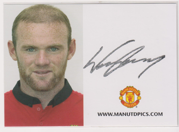 Wayne Rooney Manchester United Club Stamp Signed Card Autograph Photo