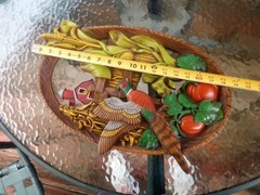 Vintage BURWOOD PRODUCTS WALL ART, PHEASENT, BARN, CORN, TOMATOES , 3 D, MCM
