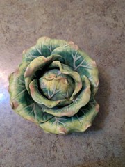 Vintage Detailed Ceramic Life-Like Cabbage 7.5″ X 4.25″ Unknown Maker