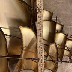 VINTAGE LARGE DEMOTT SHIP SCULPTURE HANDMADE MODERNIST SAIL SHIP SIGNED ORIGNAL