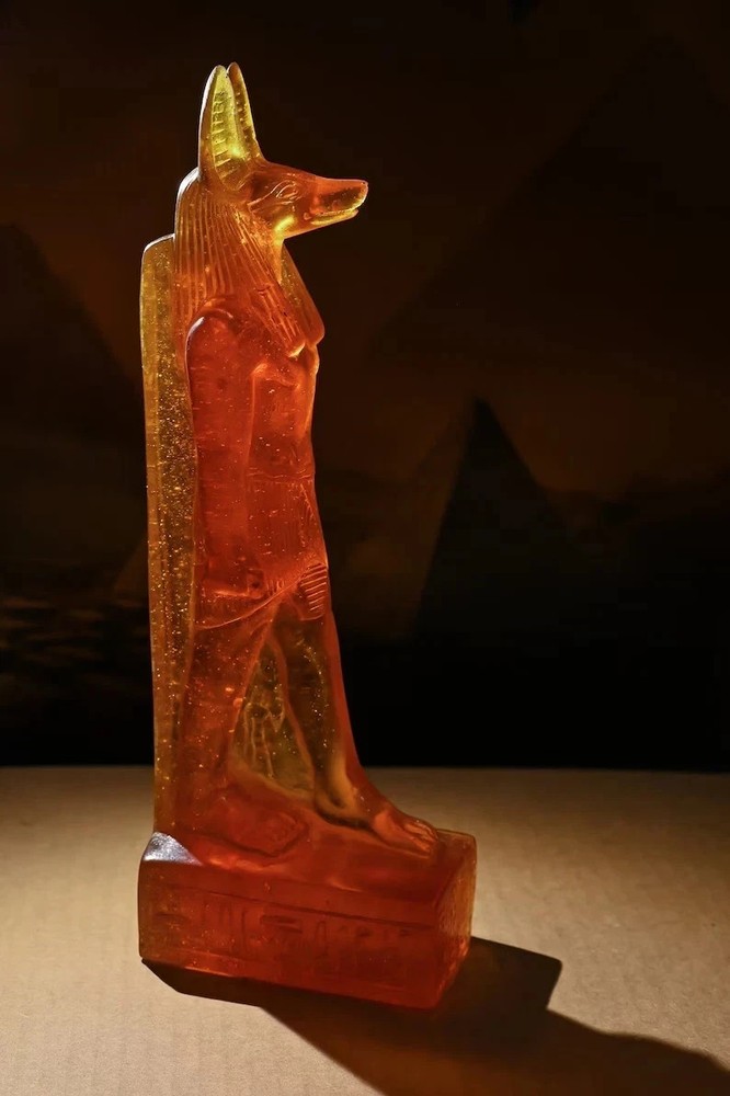 Rare Ancient Egyptian Antique Statue God Anubis Afterlife Amber Stone Egypt BC