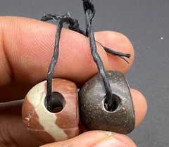 Jasper Stone Pair Of Old Ancient Sassanian Era Different Intaglios Stamp Beads