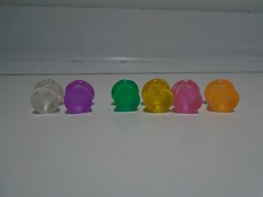 VINTAGE SET OF 6 MICRO MINIATURE GLASS MUSHROOMS .5″ FIGURES UNBRANDED (MF1478)