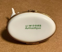 France Limoges White Bull Trinket Box Peint Main Authentic Limoge