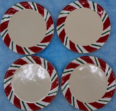 Longaberger Peppermint Holiday Coasters Set of 4 Christmas Stoneware w/ Box