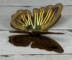 Vintage Torched Metal Butterfly Hanging Wall Art Decor MCM Gold Tone Set of Two