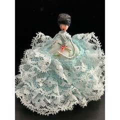 Lace Doll Figurine Unisex Small Blue Vintage Wire Body Handcrafted Unbranded