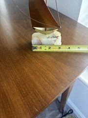 SIGNED DEMOTT NAUTICAL SAILBOAT SCULPTURE CALIFORNIA USA ONYX BRASS-8.5”