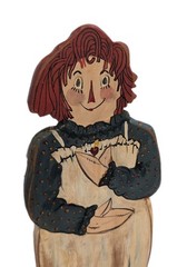 Vintage Handmade & Hand Painted Raggedy Ann Wooden Decoration Signed 1991