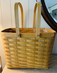 Longaberger Picnic Basket w/ 2 Insert Protectors, Double Handle, Wine & Cheese