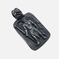 Ancient Roman Greek God Kronos Saturn of Time and Harvest Silver Pendant Chronos