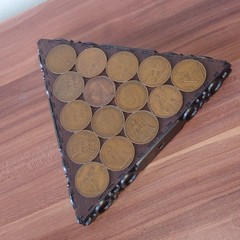 Vintage British Penny Coin Coaster Tray – Pre-Decimal 1930s 1940s Treen