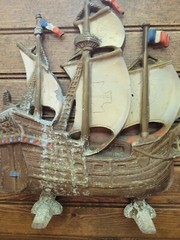 Vintage Nautical Cast Aluminum Clipper Ship Doorstop Valcast 12 1/2” Mancave