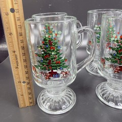 Luminarc Noel 10oz Pedestal Footed Glasses Cups Set 4 New In Box Vintage Decor
