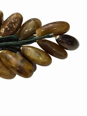 Green Brown Jade Grape Cluster Jade Stone Leaves MCM Decor Mid Century Art Deco