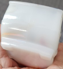 Vintage Akro Agate White Orange Blue Swirly Dish Made in USA 🇺🇸