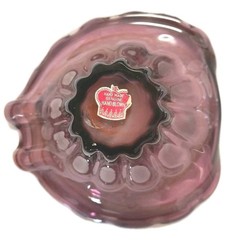 Vintage MCM Art Glass Amethyst Lavender Swirl Heart Bowl Ruffled Hand-Blown Dish