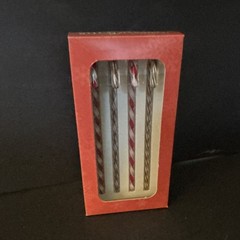 Longaberger Glass Candy Cane Ornament Set of 4 hand shaped NEW in box