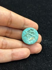 Ancient Near Eastern Sassanid Sasanian Turquoise Intaglio Seal Stamp Dome Bead