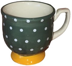 Footed Large Mug PIONEER WOMAN From my Frontier to Yours Polka Dot Green Fun
