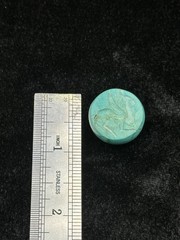 Ancient Near Eastern Sassanid Sasanian Turquoise Intaglio Seal Stamp Dome Bead