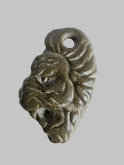 300 BC Ancient Roman Carved Engraved Gemstone Pendant Medallion Amulet Lion Head