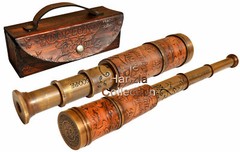 ANTIQUE BRASS TELESCOPE MARINE NAUTICAL LEATHER PIRATE SPYGLASS VINTAGE SCOPE