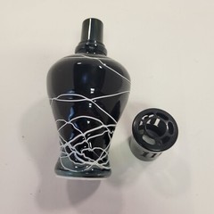 Hand Blown Black/Smoky Gray with Raised White Wicker Lines Glass Diffuser Bottle
