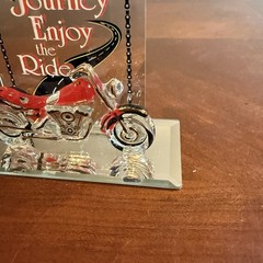 Glass Baron Motorcycle Figurine Life is a Journey 22kt Gold Accents Handcrafted