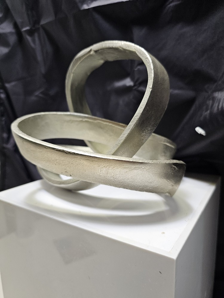 Metal Abstract Ribbon Sculpture Metal Art Modernist Mid Century Mcm 8×8×6″