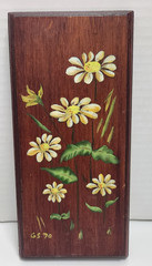 Set of 2 70s VTG Hand Painted Signed Floral Wood Plaques Cottagecore Boho MCM