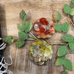 Vintage TOLE METAL WALL Hanging Floral Art Sculpture MCM