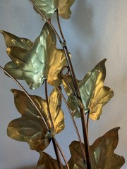 2 Vtg HOME INTERIORS Brass Art Ivy Leaf Leaves Picture Accents Ea 18” x 12” NEW