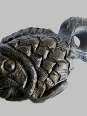 300 BC Ancient Carved Engraved Gemstone Pendant Medallion Amulet Fish