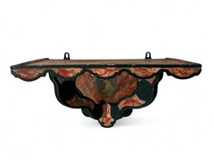 Antique Continental Neoclassical Portrait Faux Marble Wall Bracket Shelf