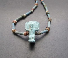 NILE Ancient Egyptian Shu Amulet Mummy Bead Necklace ca 300 BC
