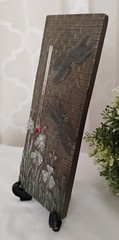 Art Nouveau Dragonfly Floral PAST TIMES Thermometer Vintage Wall Hanging Plaque