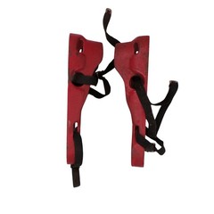 Vtg Dan Lurie Iron Boots Cast Iron Red Weight Lifting W/ Straps Art Deco NY USA