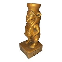Ancient Egyptian God Bes Protective Statue Bronze Tone Home Decor Artifact