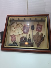 Baseball 3D Shadow Box Miniatures in Resin Wood Frame Sports Wall Hanging
