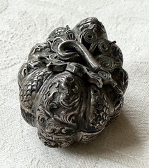 Vintage High Relief 800 Silver Ornate India Gourd Trinket Box